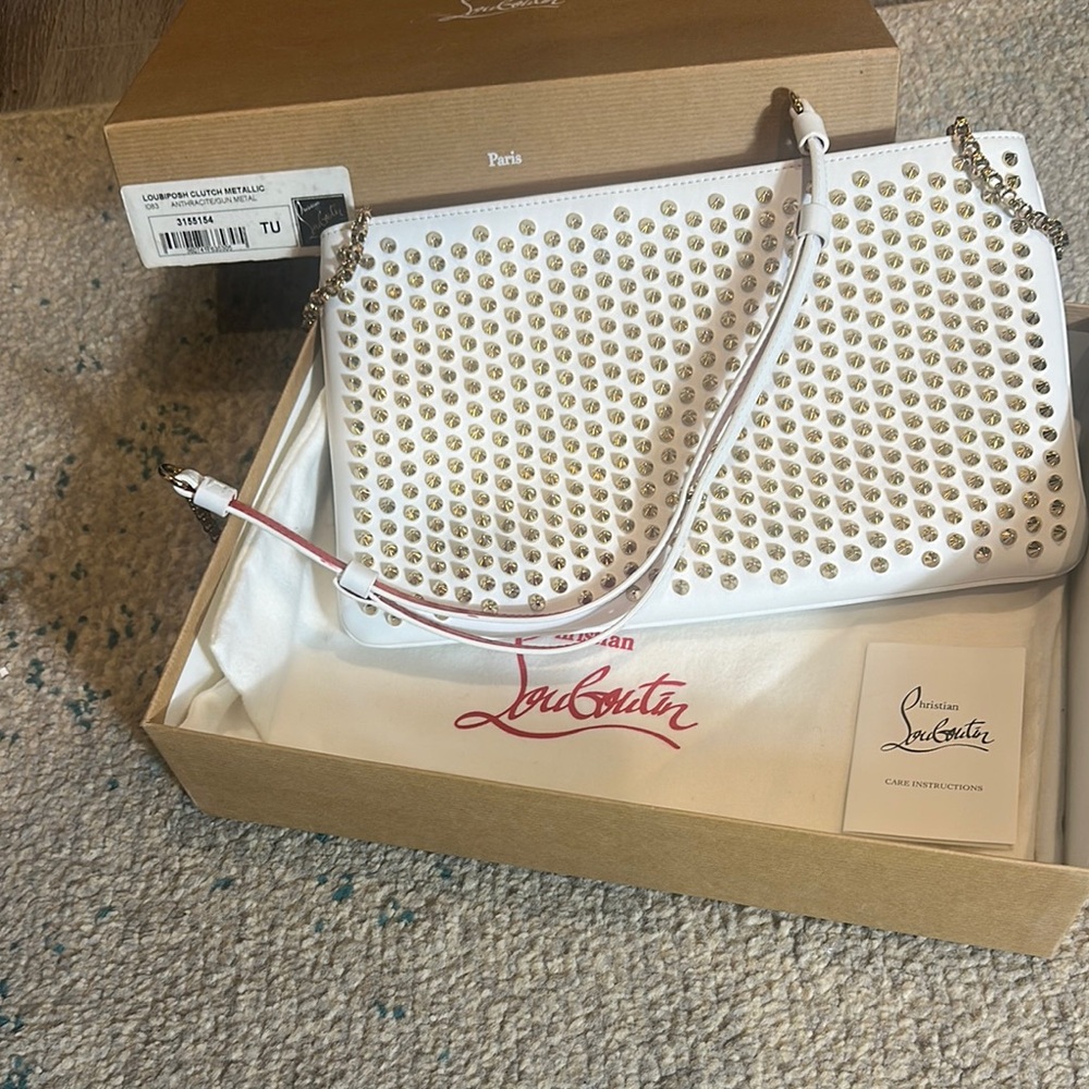 Christian Louboutin White and Gold Crossbody Bag